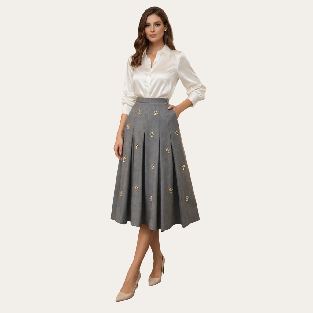 Annabel Rhinestone Pleated Skirt