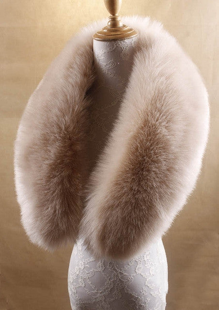 Women faux fur collar shawl warm scarve