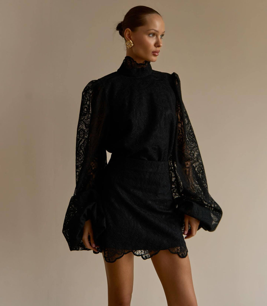 Gera Turtleneck Lace Dress