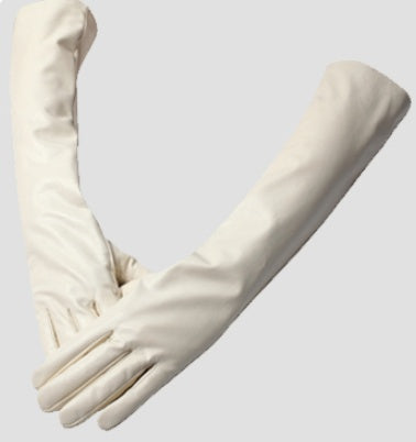 Winter long sheepskin gloves genuine leather