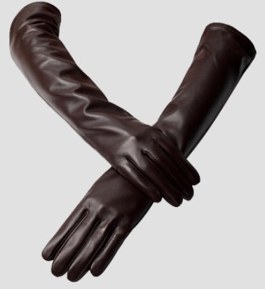 Winter long sheepskin gloves genuine leather