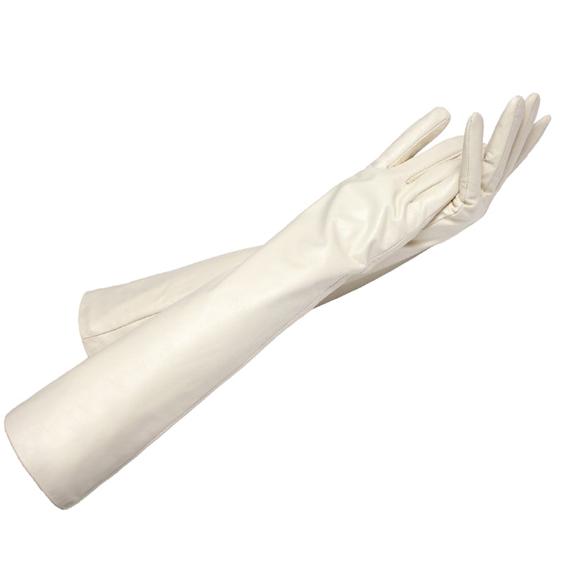 Winter long sheepskin gloves genuine leather