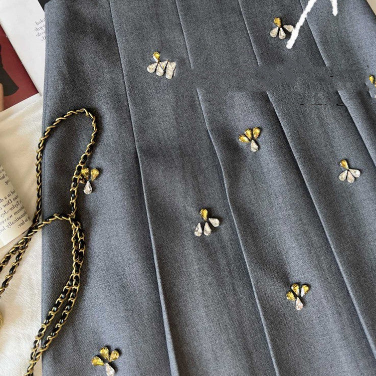 Annabel Rhinestone Pleated Skirt