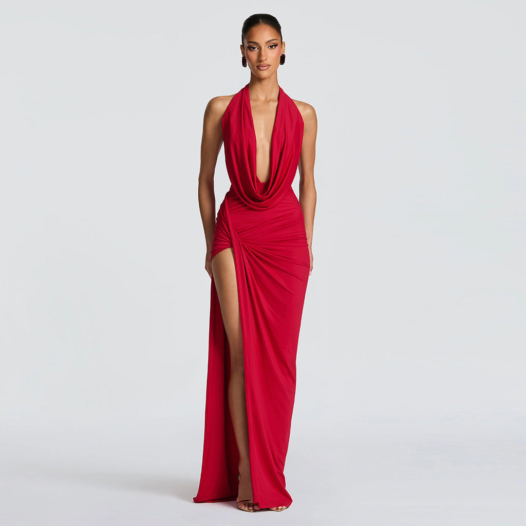Nadia Elegant Halter Dress