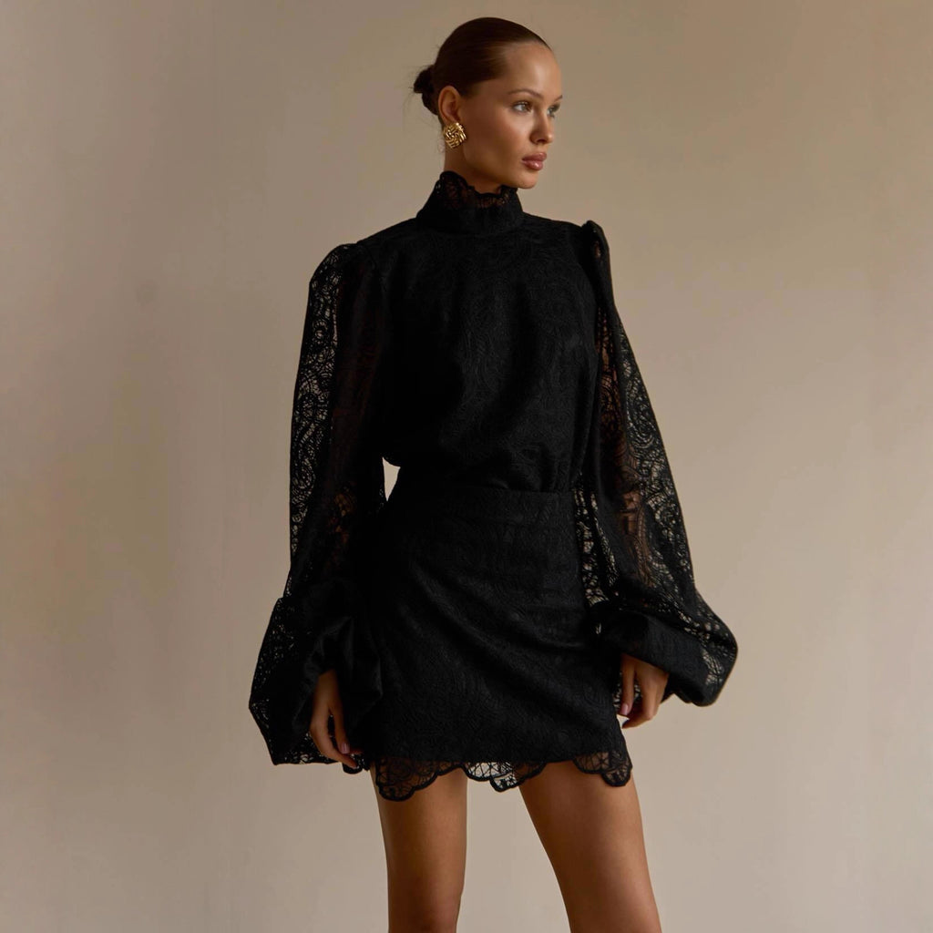Gera Turtleneck Lace Dress